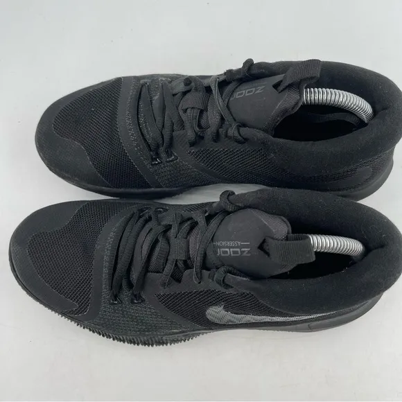 Nike Men’s Zoom Assertion 917505-002 Triple Black Lace-Up Basketball Shoes- SZ 8