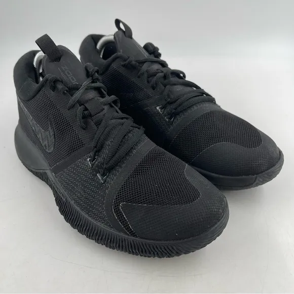 Nike Men’s Zoom Assertion 917505-002 Triple Black Lace-Up Basketball Shoes- SZ 8