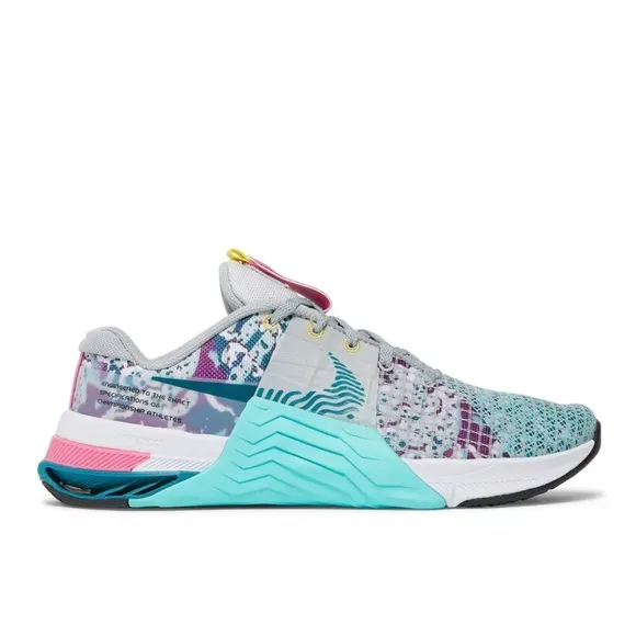 NIKE Metcon 8 'Graffiti Graphics' Women's Training Shoes Blue Gray Pink 7.5