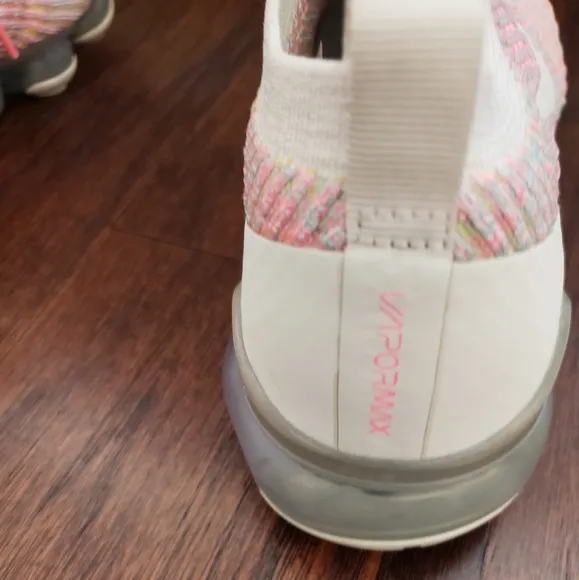 Nike Pink and Cream Athletic Shoes with Knitted Upper