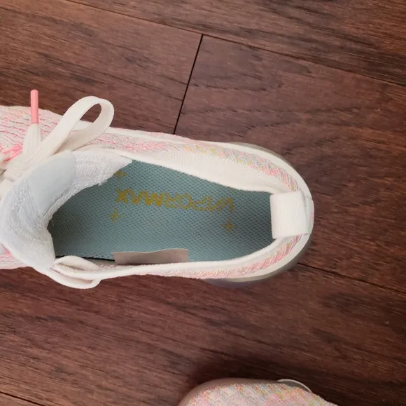 Nike Pink and Cream Athletic Shoes with Knitted Upper