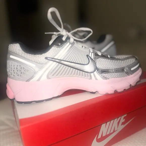 Nike Silver and Pink Athletic Shoes Modern Design