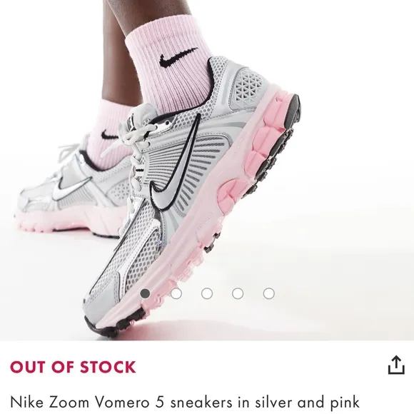 Nike Silver and Pink Athletic Shoes Modern Design