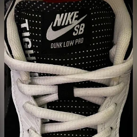 Nike TightBooth SB Dunk Low Pro Black and White Sneakers/Skateboard Shoes Size 8