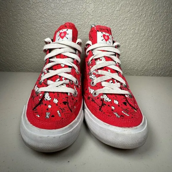 Nike Womens Sz 7 Chukka Go Fashion Sneakers Shoes Red Love 487330-600 Canvas 201
