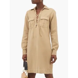 Nili Lotan Andrea cotton Llnen blend shirt dress
