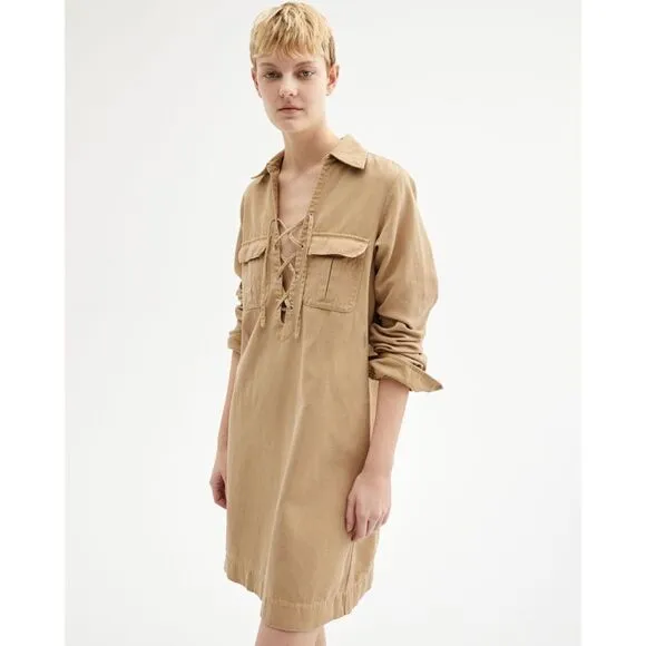 Nili Lotan Andrea cotton Llnen blend shirt dress