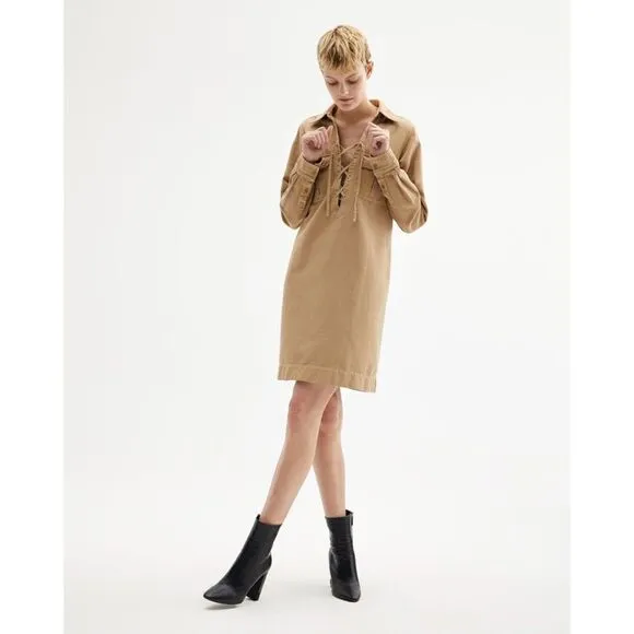 Nili Lotan Andrea cotton Llnen blend shirt dress