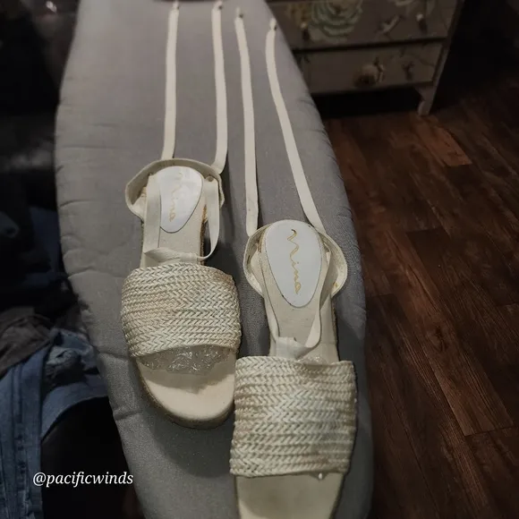 NINA ESPADRILLE WEDGES!  NATURAL ECRU