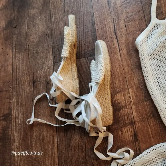 NINA ESPADRILLE WEDGES!  NATURAL ECRU