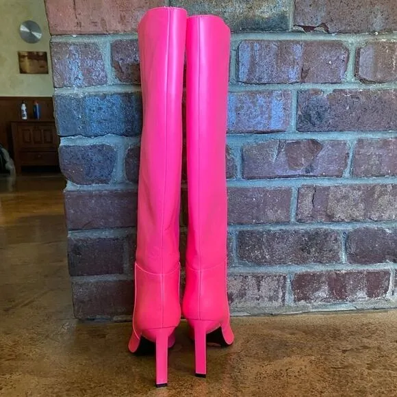 NINE West 80s style Neon Pink Eardy Heeled Boots