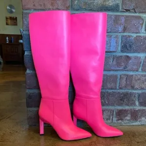NINE West 80s style Neon Pink Eardy Heeled Boots