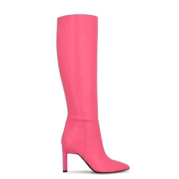 NINE West 80s style Neon Pink Eardy Heeled Boots