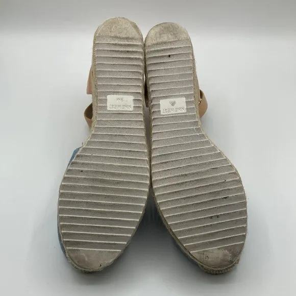 Nine West Ariela 3 Natural Blue Multi Texture Espadrille Wedges Women's …
