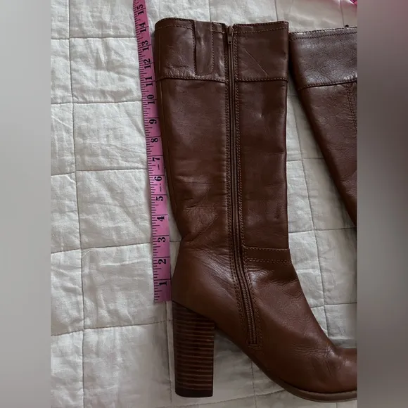 Nine West Brown Leather Heeled Tall Boots Classic Timeless Sexy - Womens 7.5