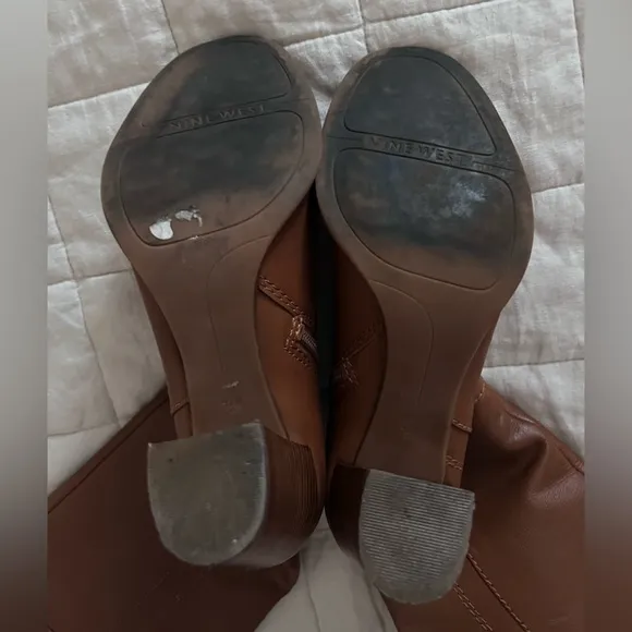 Nine West Brown Leather Heeled Tall Boots Classic Timeless Sexy - Womens 7.5