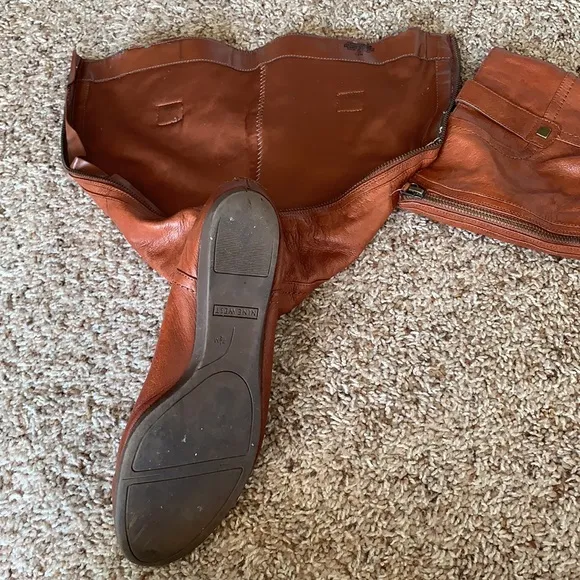 Nine West Flat Chestnut Rider Boots Size 7 1/2