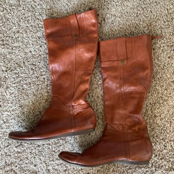 Nine West Flat Chestnut Rider Boots Size 7 1/2
