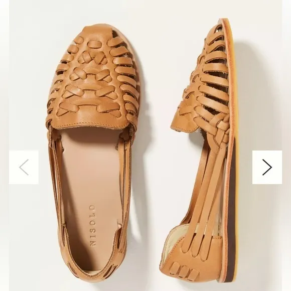 Nisolo Herache Tan Woven Leather Flats