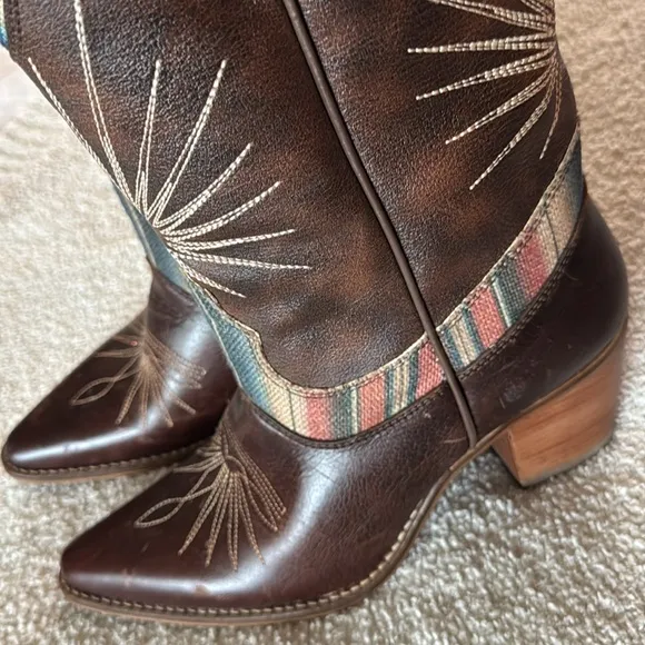 Nocona Conchita Cowboy western heeled boots size 7