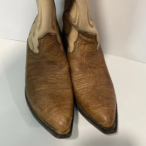 Nocona Women's Western Boots Size 6 Leather Brown Tan Embroidered Rodeo Horse