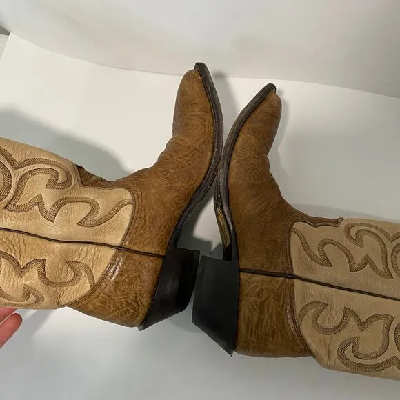 Nocona Women's Western Boots Size 6 Leather Brown Tan Embroidered Rodeo Horse