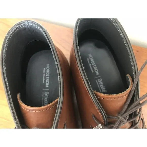 Nordstrom Ortholite Mens Size 8.5 Brown Leather Lace Up Shoes