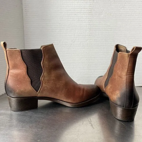 NURTURE CHELSEA Ankle Boots - Brown/Black Distressed Leather - Women’s 8.5 M