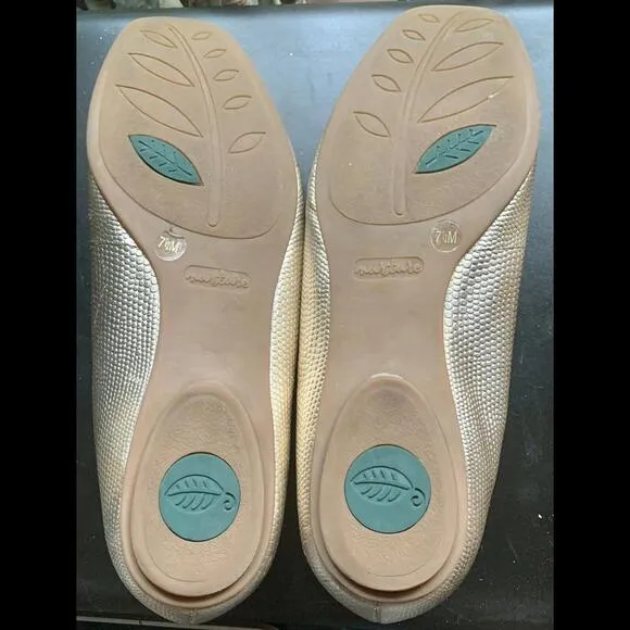 Nurture Gold Leather Textured Snake/Animal Print Flats Women Size 7.5 M