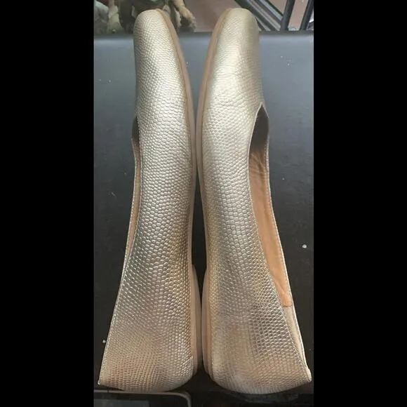 Nurture Gold Leather Textured Snake/Animal Print Flats Women Size 7.5 M