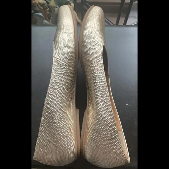 Nurture Gold Leather Textured Snake/Animal Print Flats Women Size 7.5 M