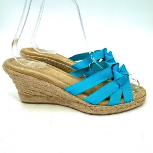 NWOB J. CREW Teal Strappy Espadrille Wedges Sandals Size 7