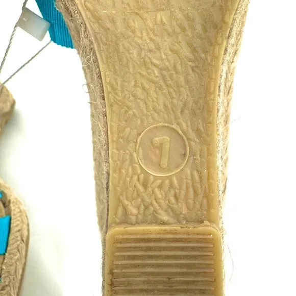 NWOB J. CREW Teal Strappy Espadrille Wedges Sandals Size 7
