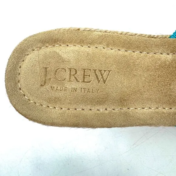 NWOB J. CREW Teal Strappy Espadrille Wedges Sandals Size 7