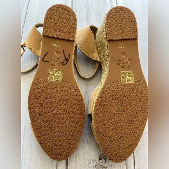 NWOB Stuart Weitzman 9.5 Mierala Tan Boho Espadrille Wedges