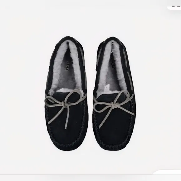 NWOB UGG Dark Suede Moccasin Slippers