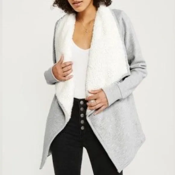 NWOT• Abercrombie &amp; Fitch • Easy Sherpa-Lined Cardigan