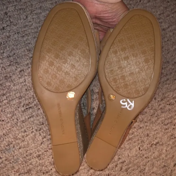 NWOT ANTONIO MELANI BOHO Tan Suede Espadrille Heels/Wedges/Platforms