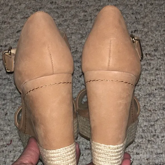 NWOT ANTONIO MELANI BOHO Tan Suede Espadrille Heels/Wedges/Platforms