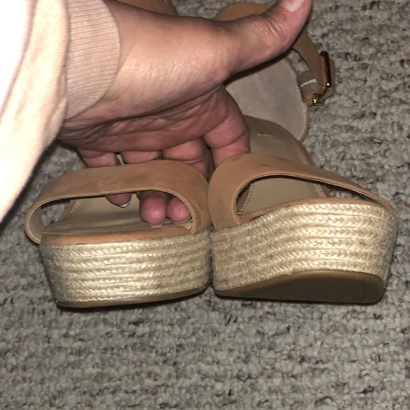 NWOT ANTONIO MELANI BOHO Tan Suede Espadrille Heels/Wedges/Platforms