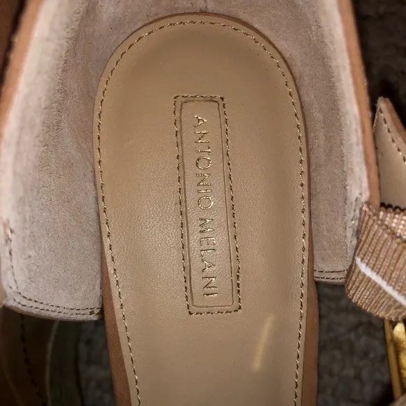 NWOT ANTONIO MELANI BOHO Tan Suede Espadrille Heels/Wedges/Platforms