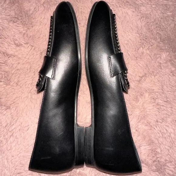 NWOT Aquatalia Black Ronda Chain Leather Loafer Flats 8 office goth preppy