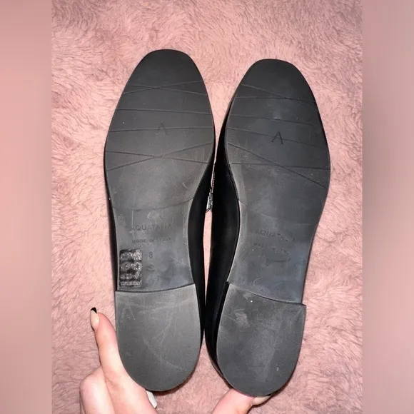 NWOT Aquatalia Black Ronda Chain Leather Loafer Flats 8 office goth preppy