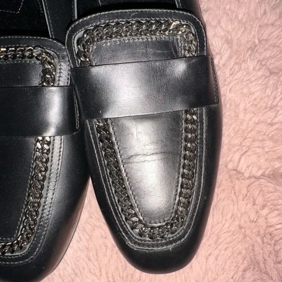 NWOT Aquatalia Black Ronda Chain Leather Loafer Flats 8 office goth preppy