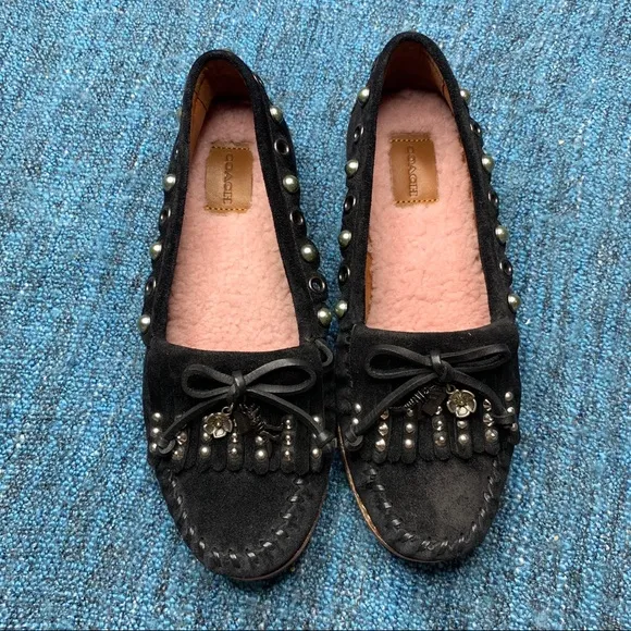 NWOT Coach Roccasin Slip On Sherpa Lined Moccasins