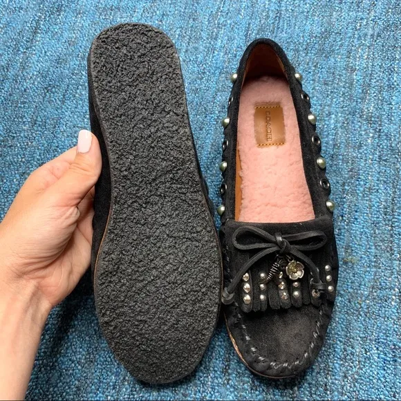 NWOT Coach Roccasin Slip On Sherpa Lined Moccasins