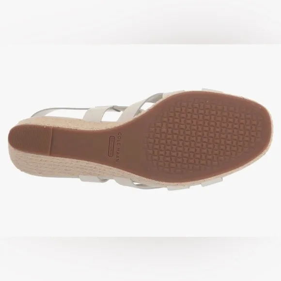 NWOT COLE HAAN Crystal ​Leather Espadrille Wedge Sandals in Blanc de Blanc W9