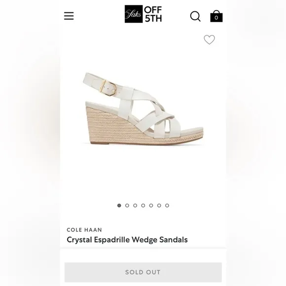 NWOT COLE HAAN Crystal ​Leather Espadrille Wedge Sandals in Blanc de Blanc W9