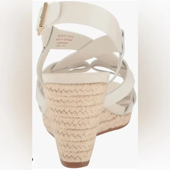NWOT COLE HAAN Crystal ​Leather Espadrille Wedge Sandals in Blanc de Blanc W9