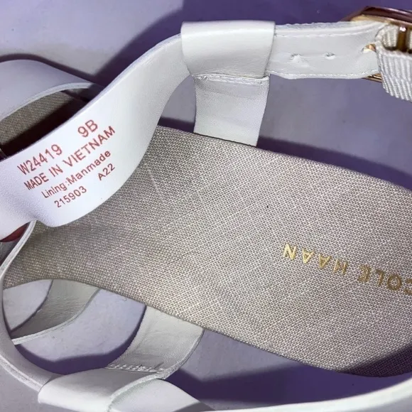 NWOT COLE HAAN Crystal ​Leather Espadrille Wedge Sandals in Blanc de Blanc W9